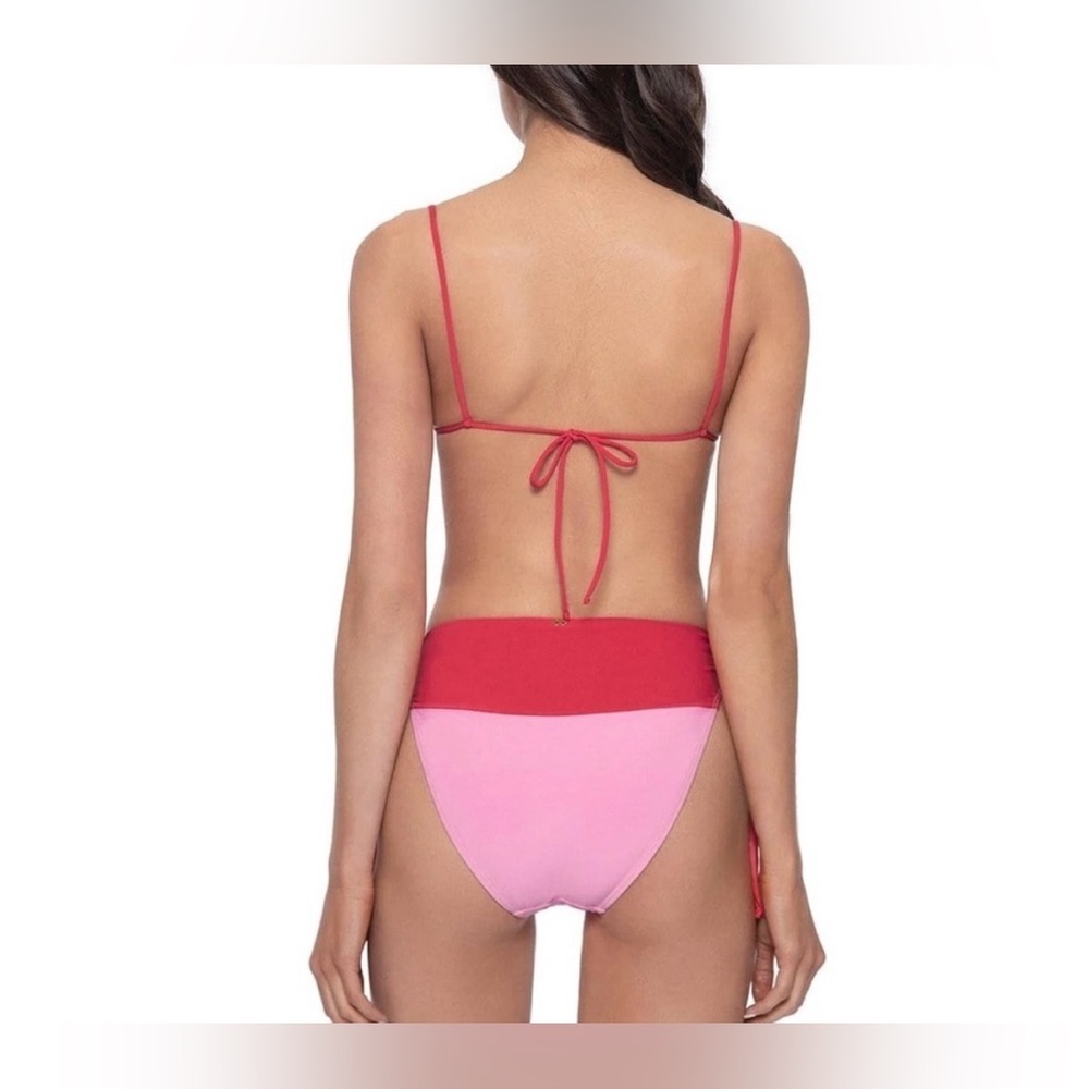 PQ Swim Luna Color Blocked Bikini Top (D) Ruched Bikini Bottoms (L) - Picture 5 of 8
